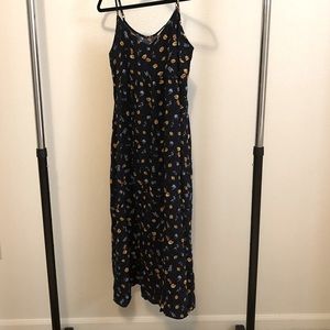 Blue floral midi dress